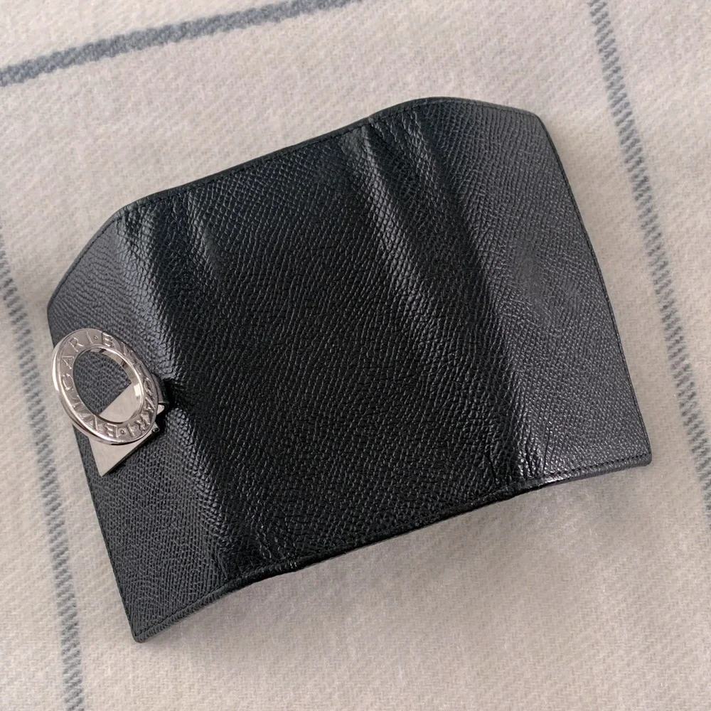 BVLGARI Key Holder Black Textured Leather